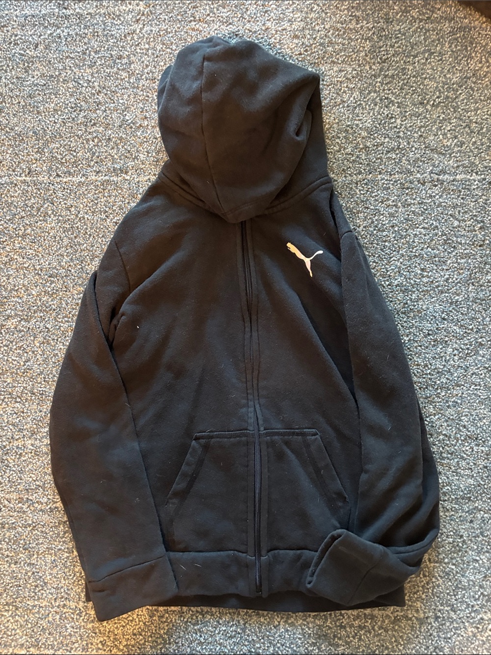 Puma Black Full-Zip Hoodie with White Puma Logo